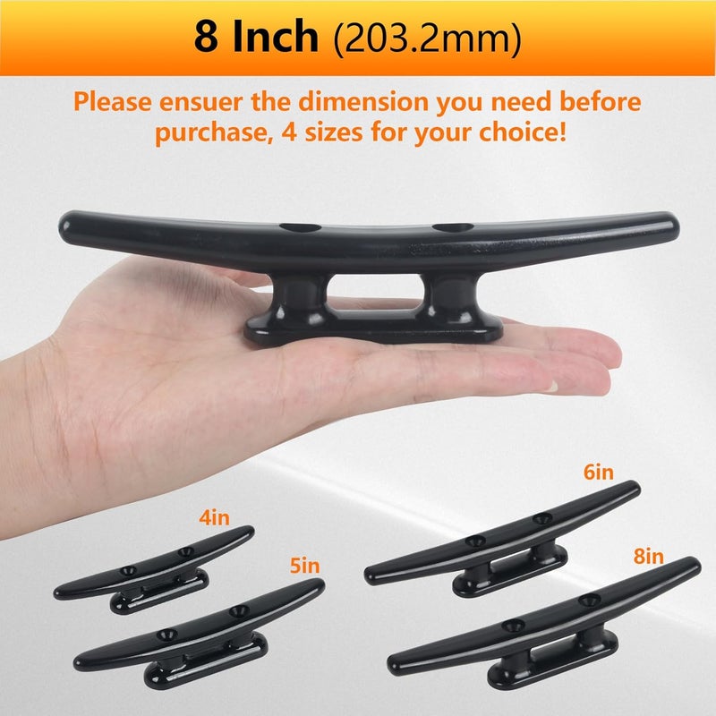 DEDU Nylon Boat Cleat, Dock Cleat 4 Inch 5 Inch 6 Inch 8 Inch Black, Boat Dock Cleats with Bolts Ideal for Marine, Deck, Nautical Decor (4 Pack & 6 Pack) - Image 5